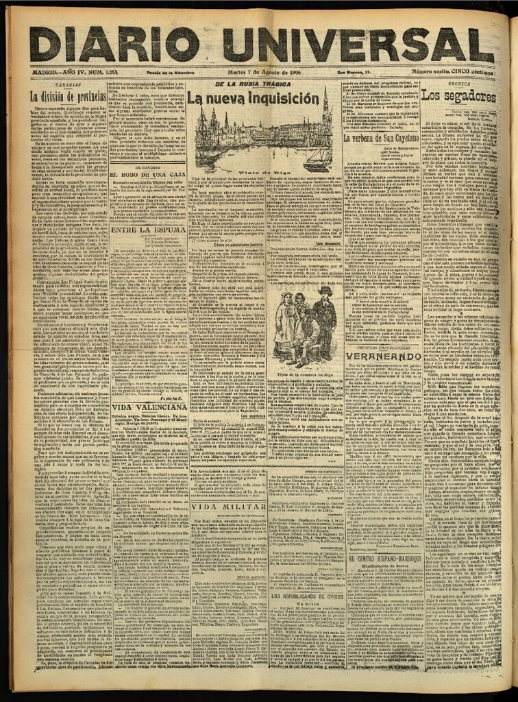Miniatura de Diario Universal del 7 de agosto de 1906, edición de tarde