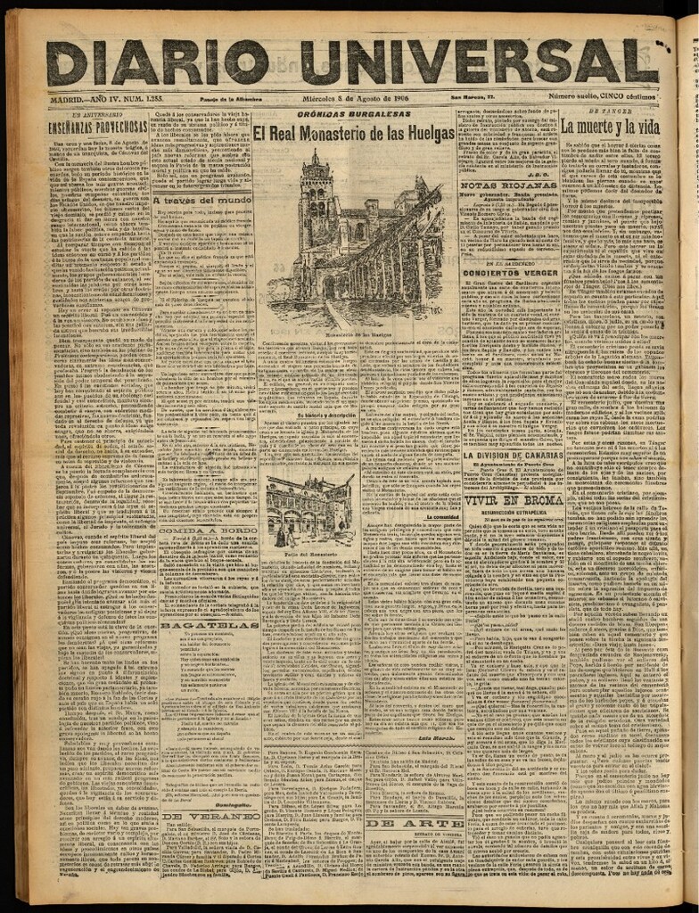 Miniatura de Diario Universal del 8 de agosto de 1906, edición de noche