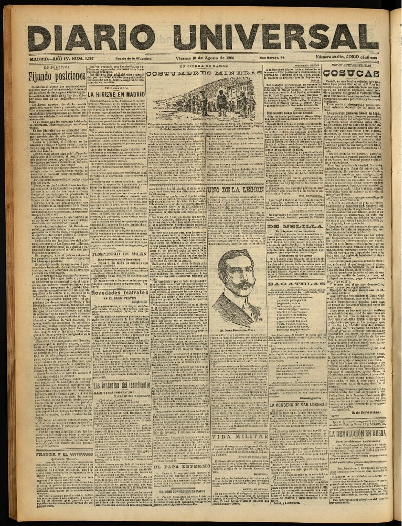 Miniatura de Diario Universal del 10 de agosto de 1906, edición de noche
