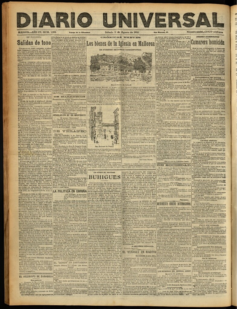 Miniatura de Diario Universal del 11 de agosto de 1906, edición de noche