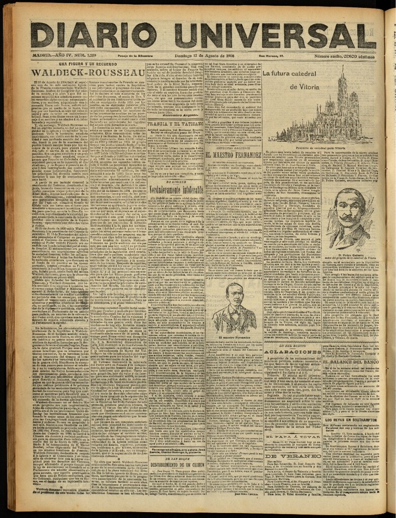 Miniatura de Diario Universal del 12 de agosto de 1906, edición de noche