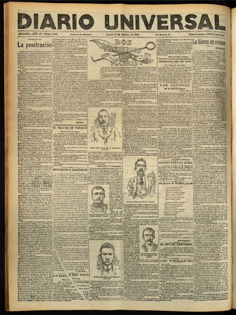 Miniatura de Diario Universal del 13 de agosto de 1906, edición de tarde