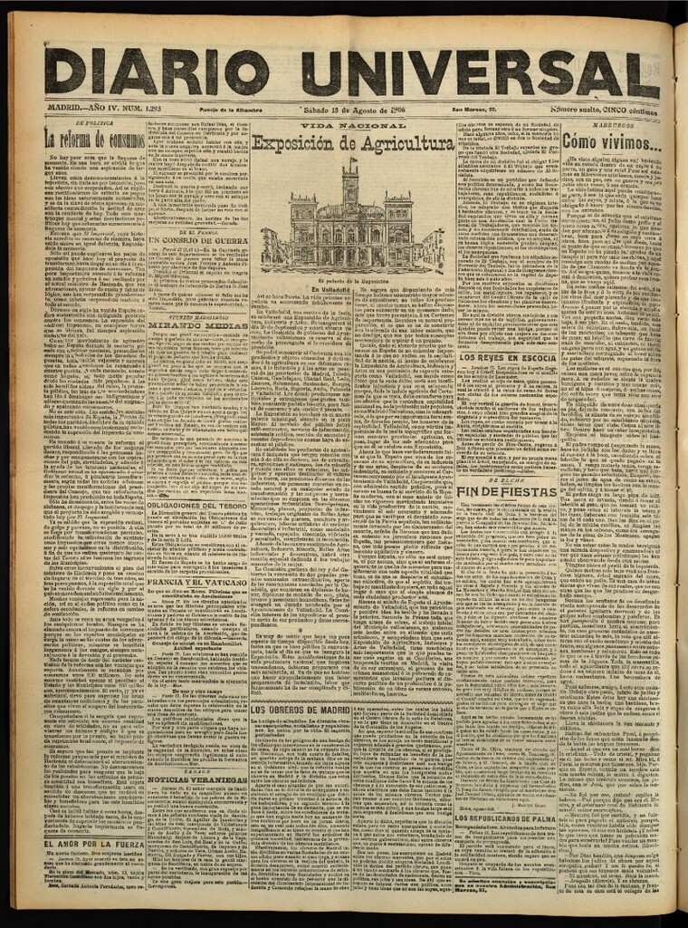 Miniatura de Diario Universal del 18 de agosto de 1906, edición de tarde