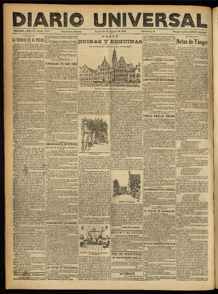 Miniatura de Diario Universal del 20 de agosto de 1906, edición de noche