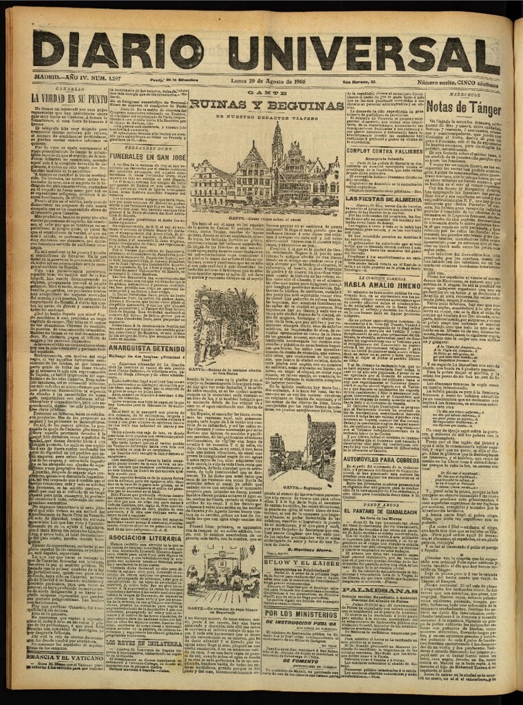 Miniatura de Diario Universal del 20 de agosto de 1906, edición de tarde