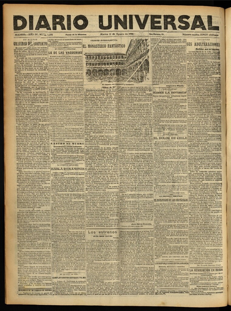 Miniatura de Diario Universal del 21 de agosto de 1906, edición de noche