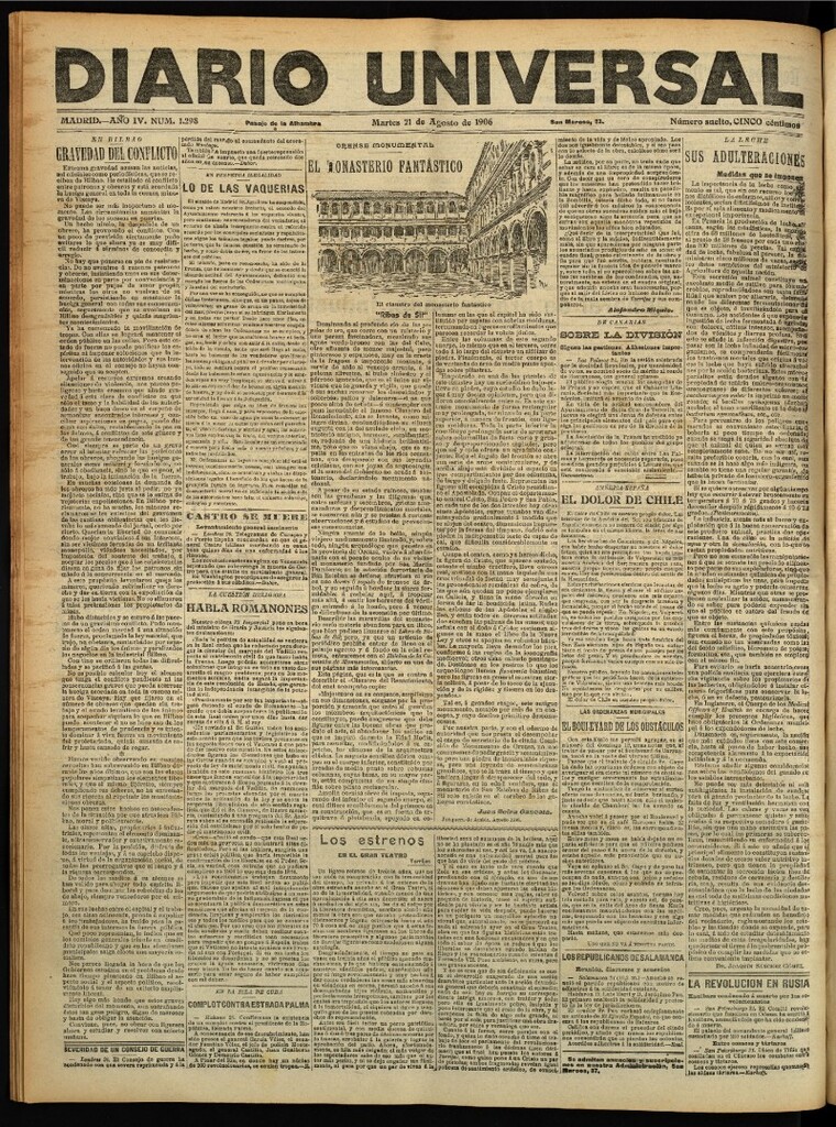 Miniatura de Diario Universal del 21 de agosto de 1906, edición de tarde