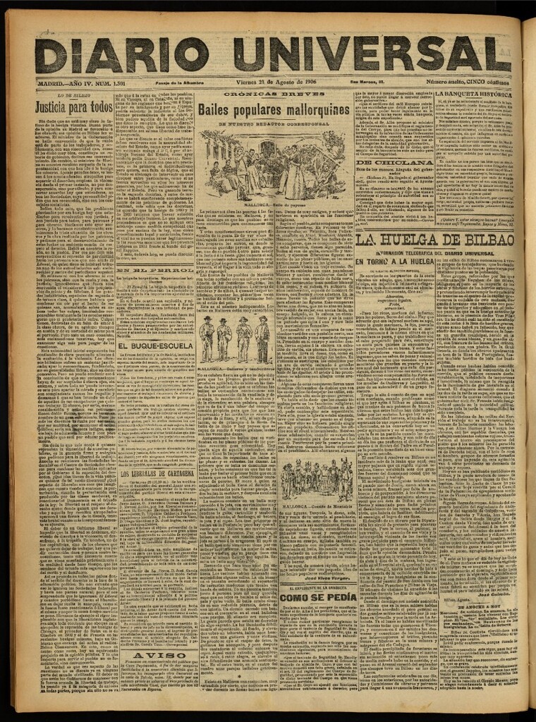 Miniatura de Diario Universal del 24 de agosto de 1906, edición de noche