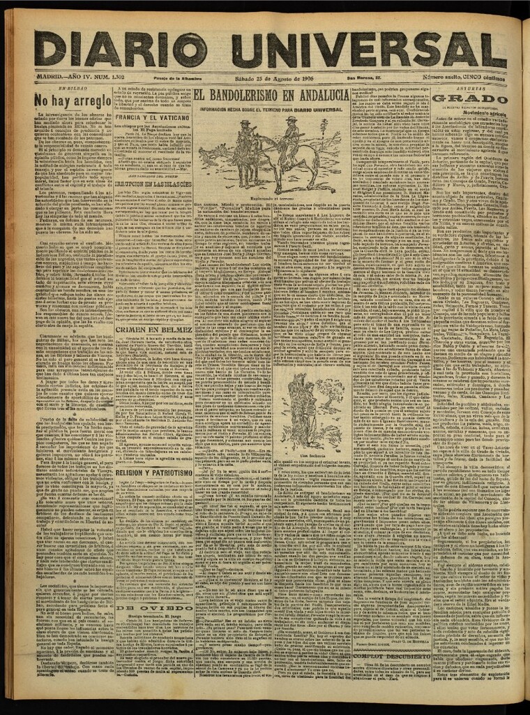 Miniatura de Diario Universal del 25 de agosto de 1906, edición de tarde