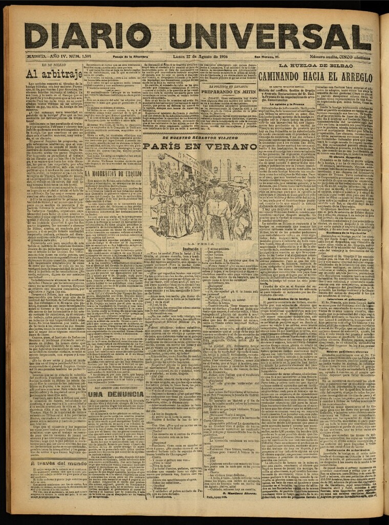 Miniatura de Diario Universal del 27 de agosto de 1906, edición de noche