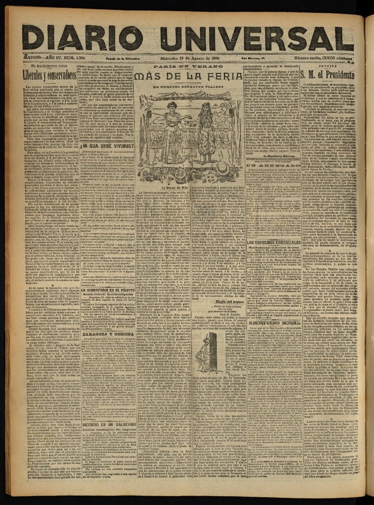 Miniatura de Diario Universal del 29 de agosto de 1906, edición de noche