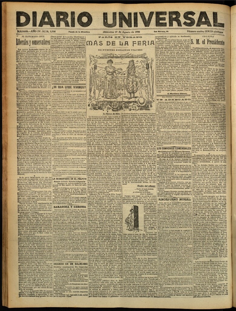 Miniatura de Diario Universal del 29 de agosto de 1906, edición de tarde