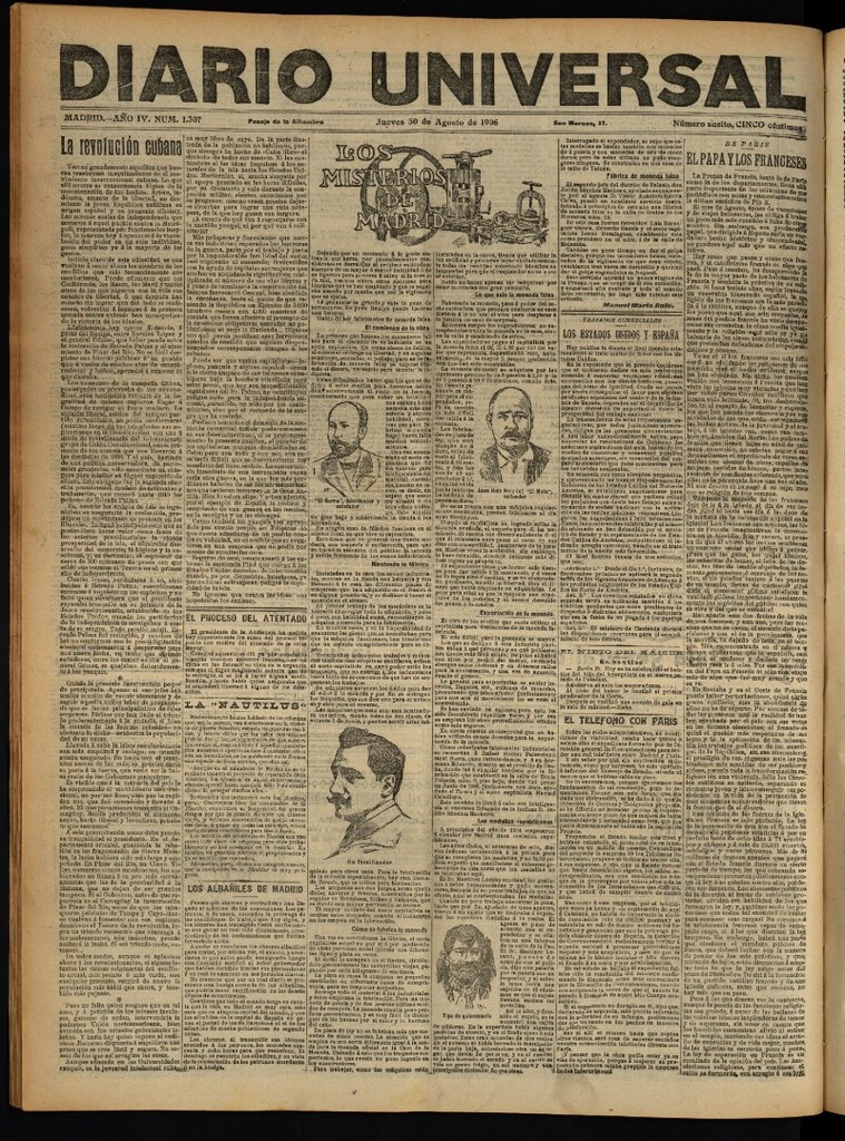 Miniatura de Diario Universal del 30 de agosto de 1906, edición de noche