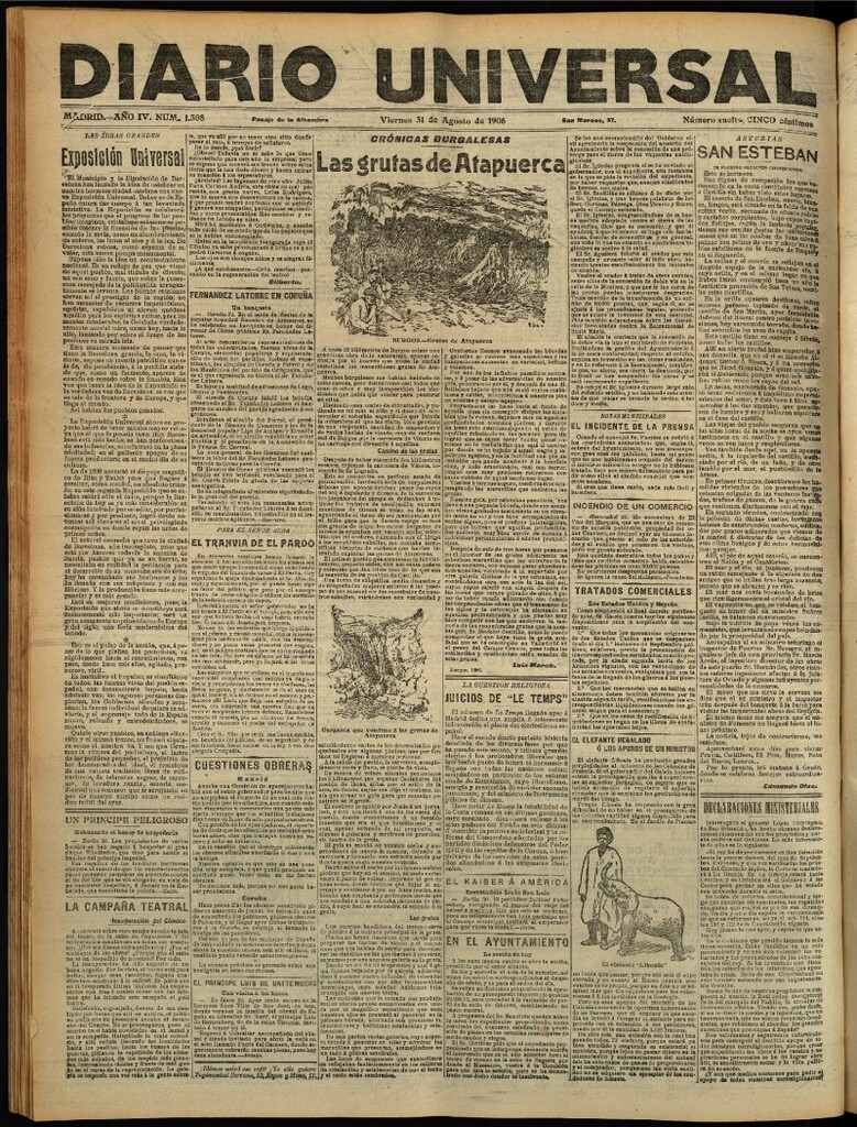 Miniatura de Diario Universal del 31 de agosto de 1906, edición de tarde