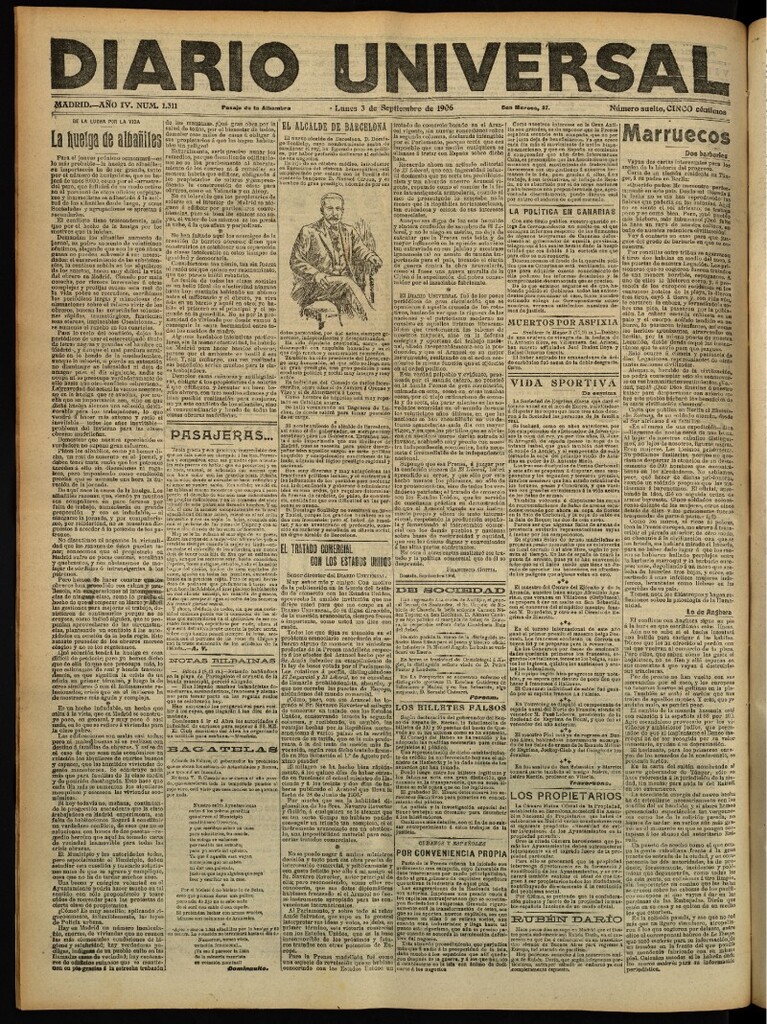 Miniatura de Diario Universal del 3 de septiembre de 1906, edición de tarde