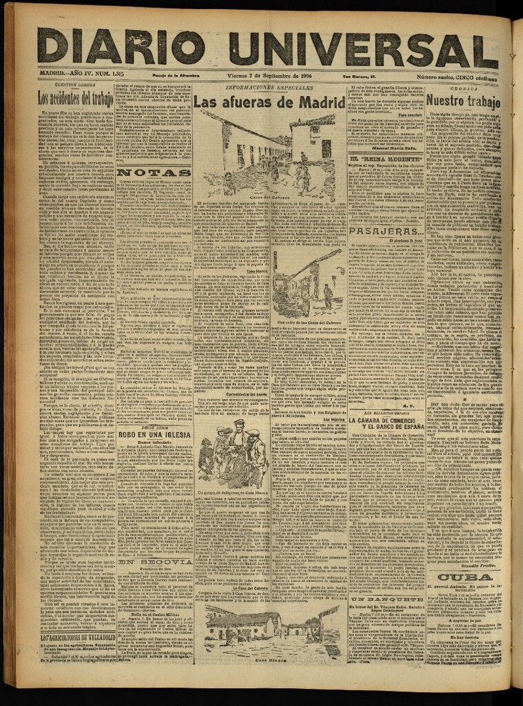 Miniatura de Diario Universal del 7 de septiembre de 1906, edición de noche