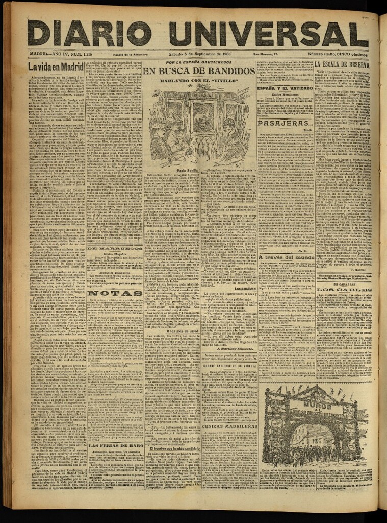 Miniatura de Diario Universal del 8 de septiembre de 1906, edición de noche