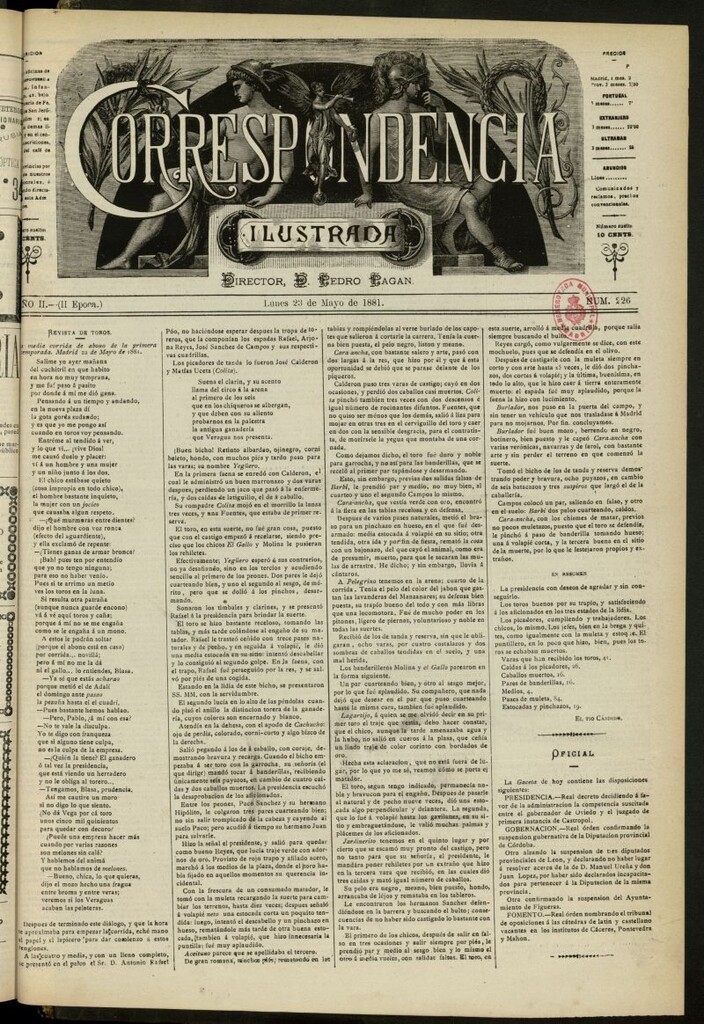 Miniatura de La Correspondencia Ilustrada del 23 de mayo de 1881, nº 226