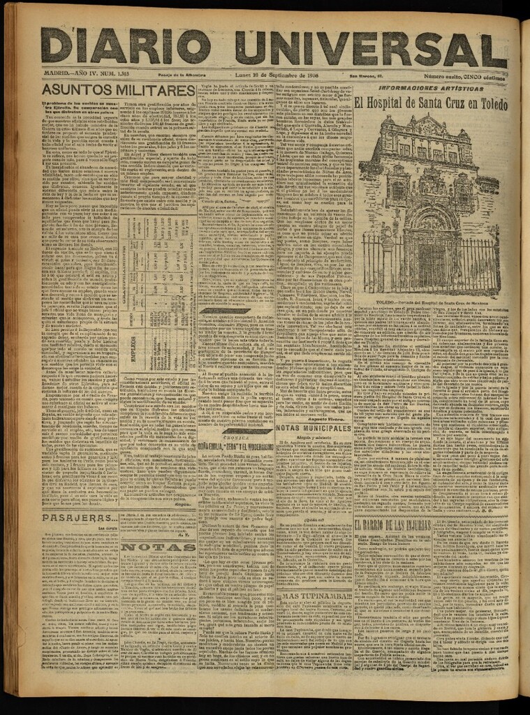 Miniatura de Diario Universal del 10 de septiembre de 1906, edición de noche