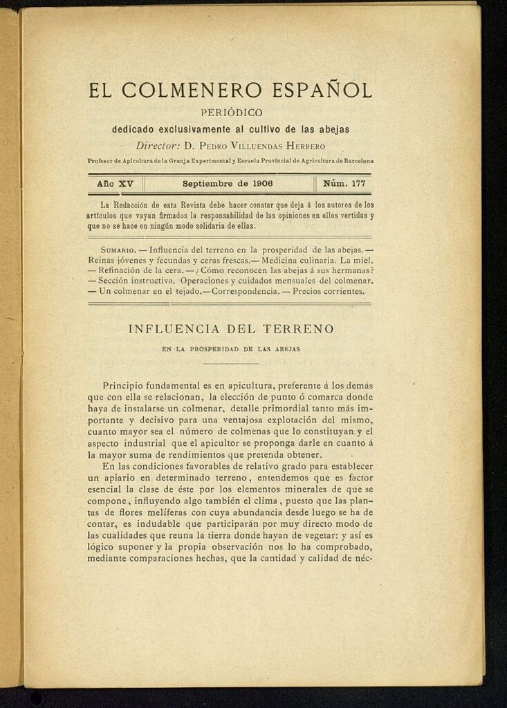 Miniatura de El Colmenero Español de septiembre de 1906