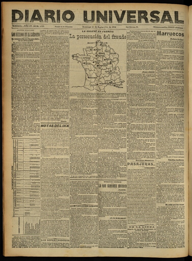 Miniatura de Diario Universal del 16 de septiembre de 1906, edición de noche