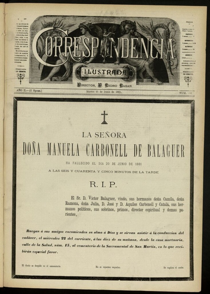 Miniatura de La Correspondencia Ilustrada del 21 de junio de 1881, nº 251