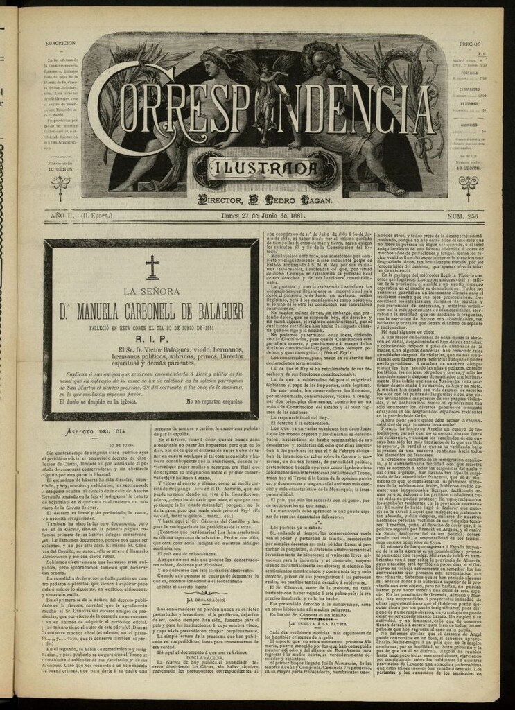 Miniatura de La Correspondencia Ilustrada del 27 de junio de 1881, nº 256