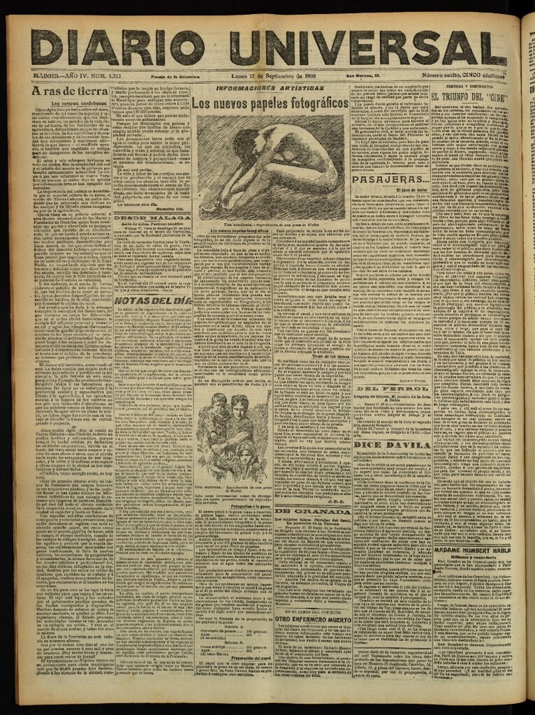 Miniatura de Diario Universal del 17 de septiembre de 1906, edición de tarde
