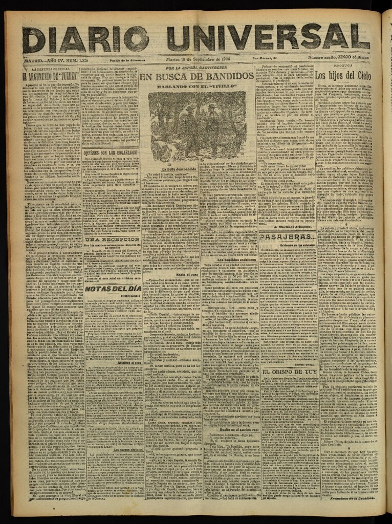 Miniatura de Diario Universal del 18 de septiembre de 1906, edición de tarde