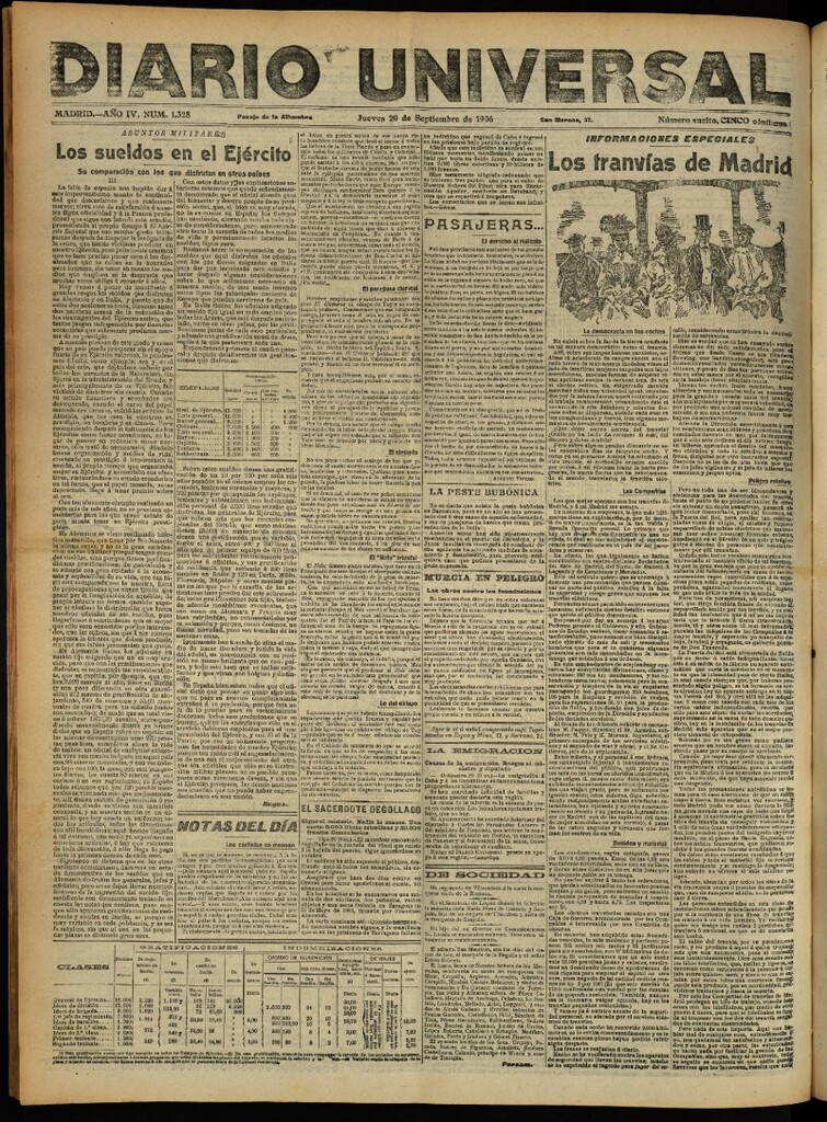 Miniatura de Diario Universal del 20 de septiembre de 1906, edición de noche