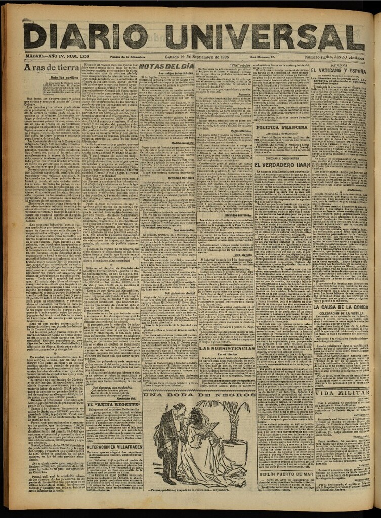 Miniatura de Diario Universal del 22 de septiembre de 1906, edición de noche