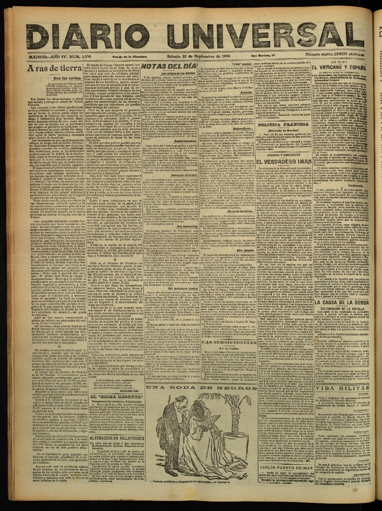 Miniatura de Diario Universal del 22 de septiembre de 1906, edición de tarde