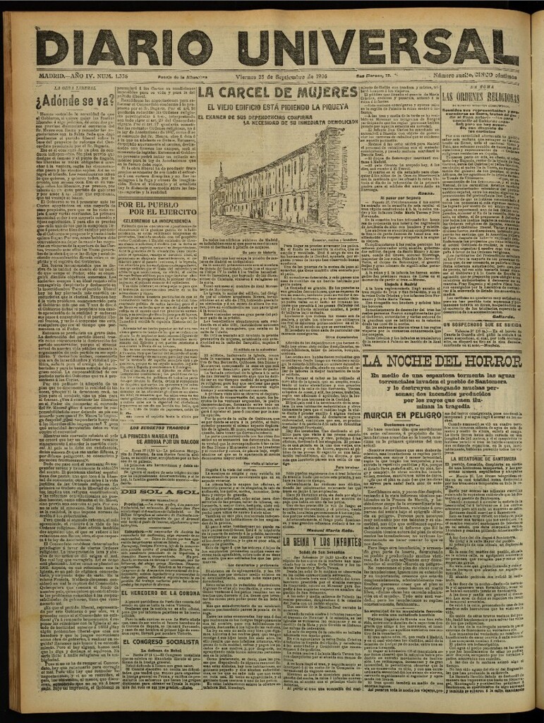 Miniatura de Diario Universal del 28 de septiembre de 1906, edición de tarde
