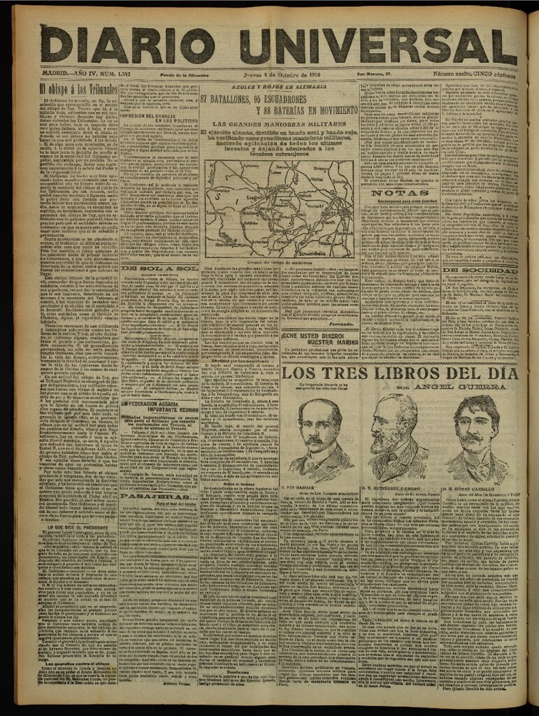 Miniatura de Diario Universal del 4 de octubre de 1906, edición de tarde
