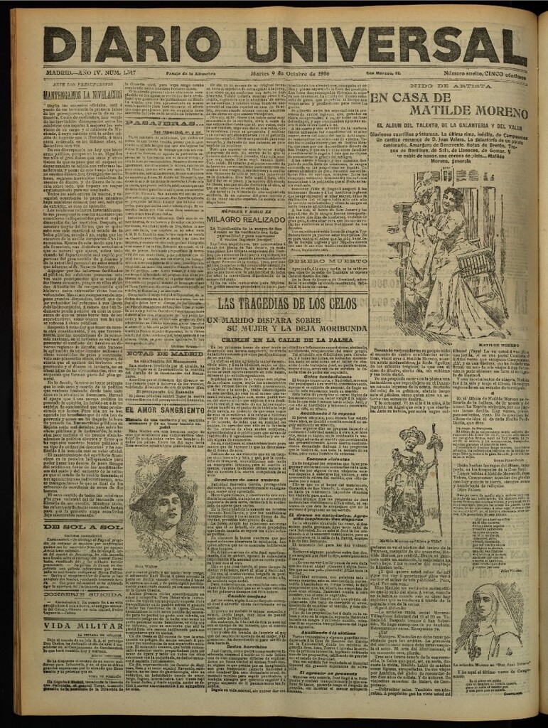 Miniatura de Diario Universal del 9 de octubre de 1906, edición de tarde