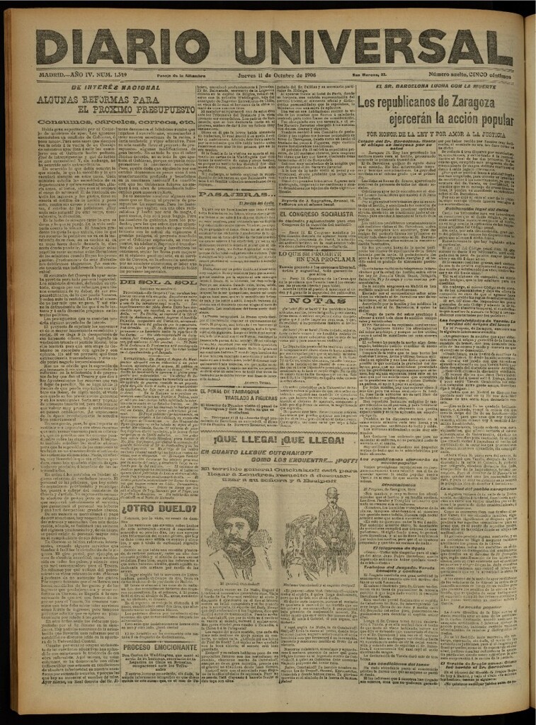 Miniatura de Diario Universal del 11 de octubre de 1906, edición de noche