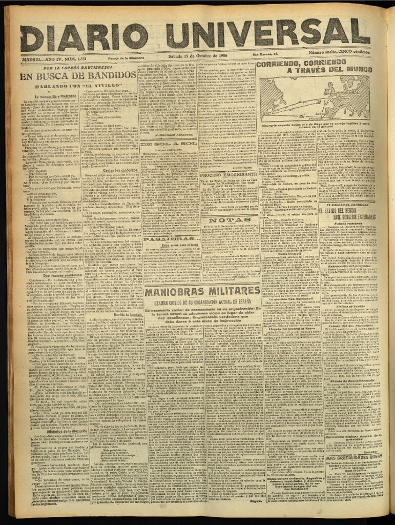 Miniatura de Diario Universal del 13 de octubre de 1906, edición de tarde