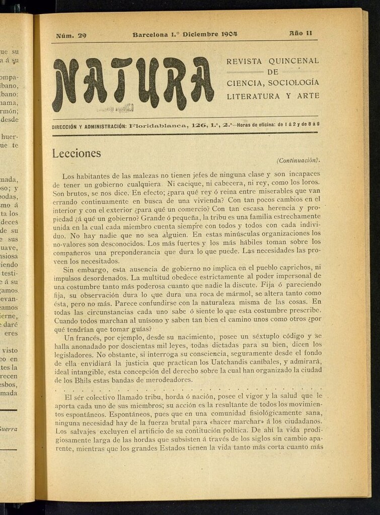 Miniatura de Natura : revista quincenal de ciencia, sociología, literatura y arte del 1 de diciembre de 1904