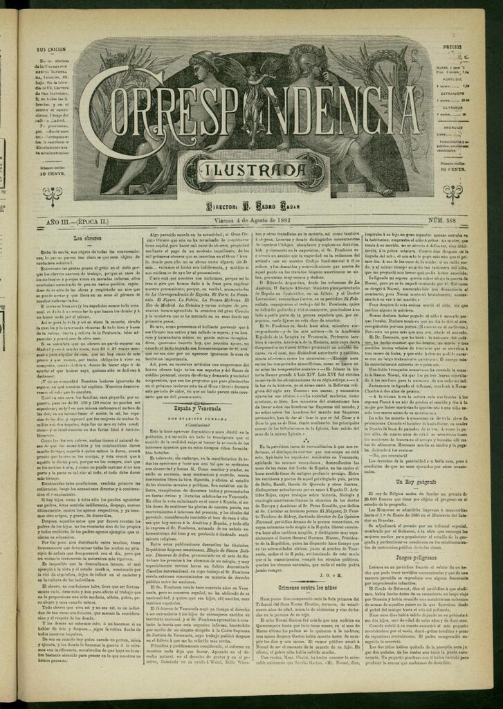 Miniatura de La Correspondencia Ilustrada del 4 de agosto de 1882, nº 568