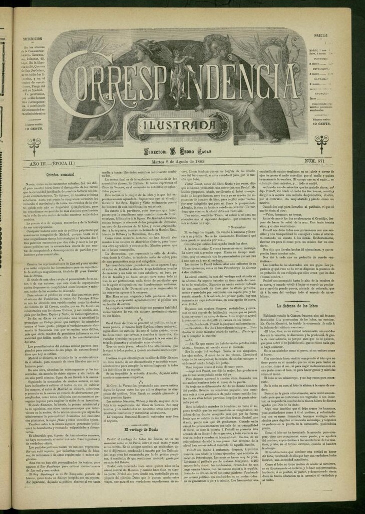Miniatura de La Correspondencia Ilustrada del 8 de agosto de 1882, nº 571