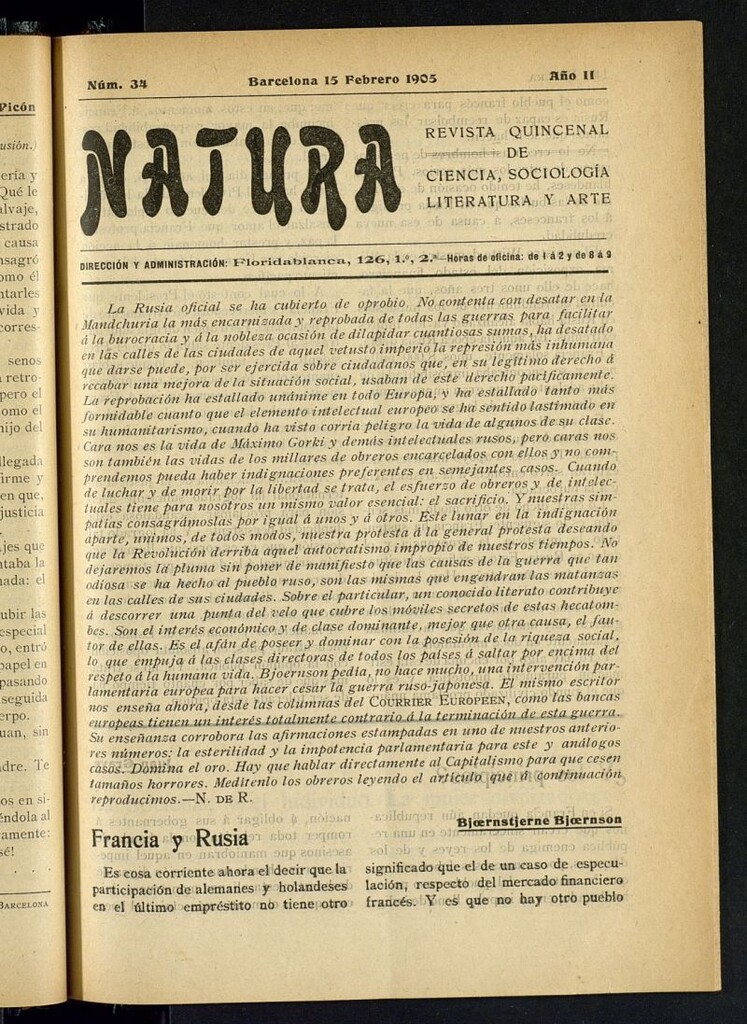 Miniatura de Natura : revista quincenal de ciencia, sociología, literatura y arte del 15 de febrero de 1905