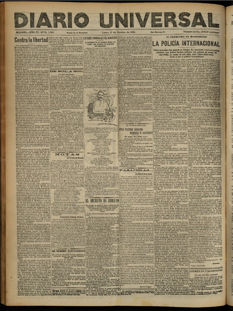 Miniatura de Diario Universal del 22 de octubre de 1906, edición de noche