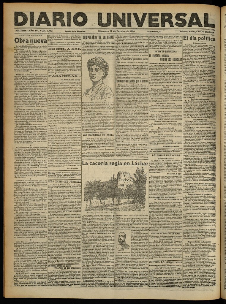 Miniatura de Diario Universal del 24 de octubre de 1906, edición de noche