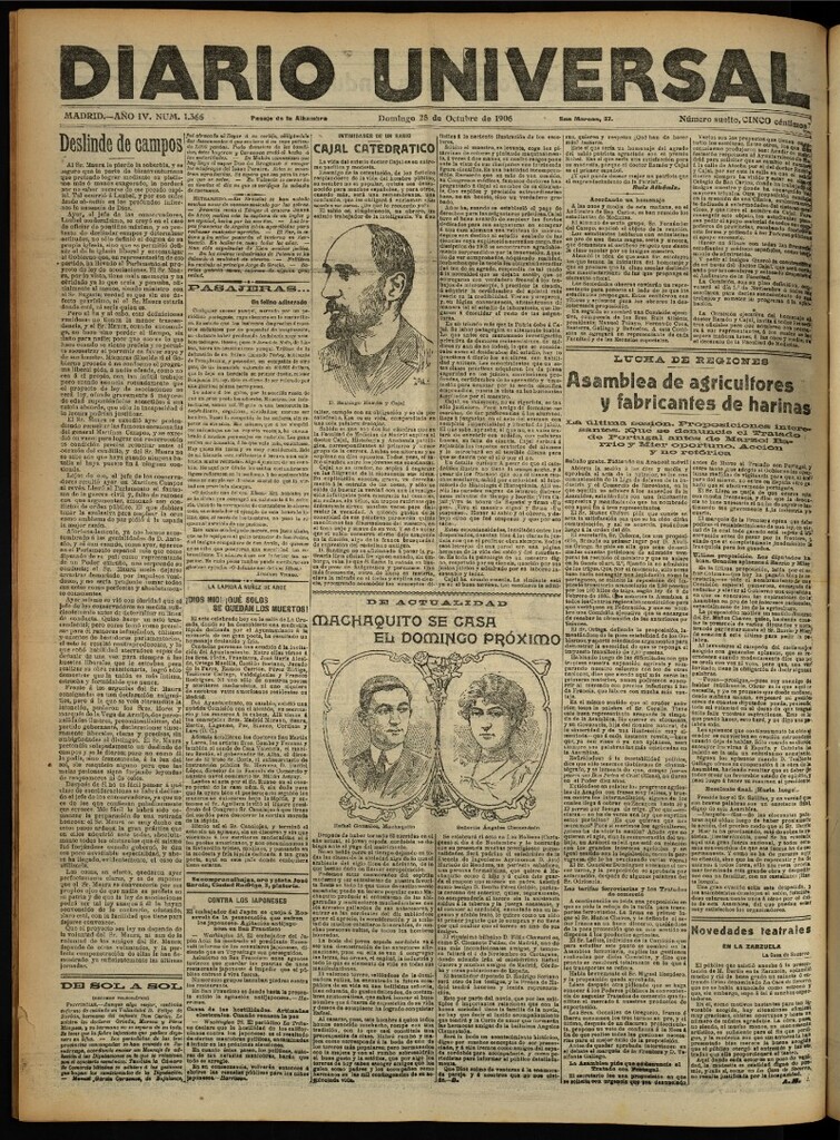 Miniatura de Diario Universal del 28 de octubre de 1906, edición de noche