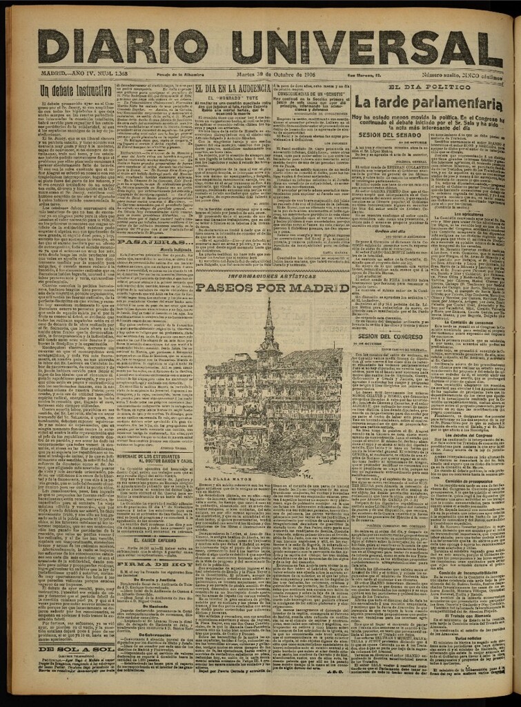 Miniatura de Diario Universal del 30 de octubre de 1906, edición de noche