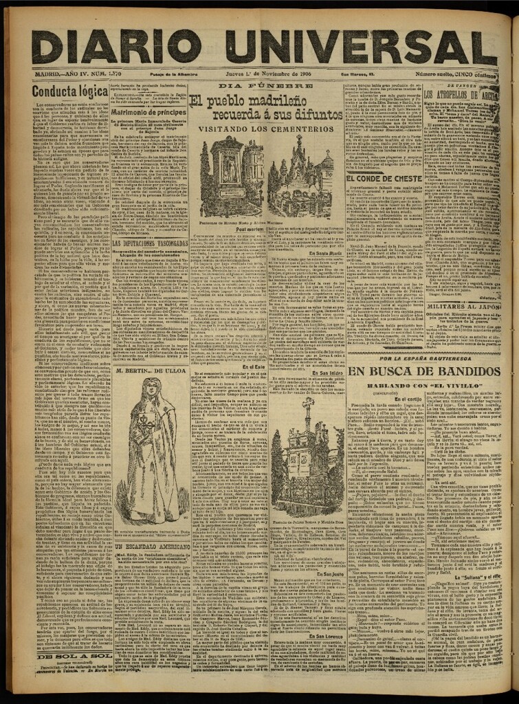 Miniatura de Diario Universal del 1 de noviembre de 1906, edición de noche
