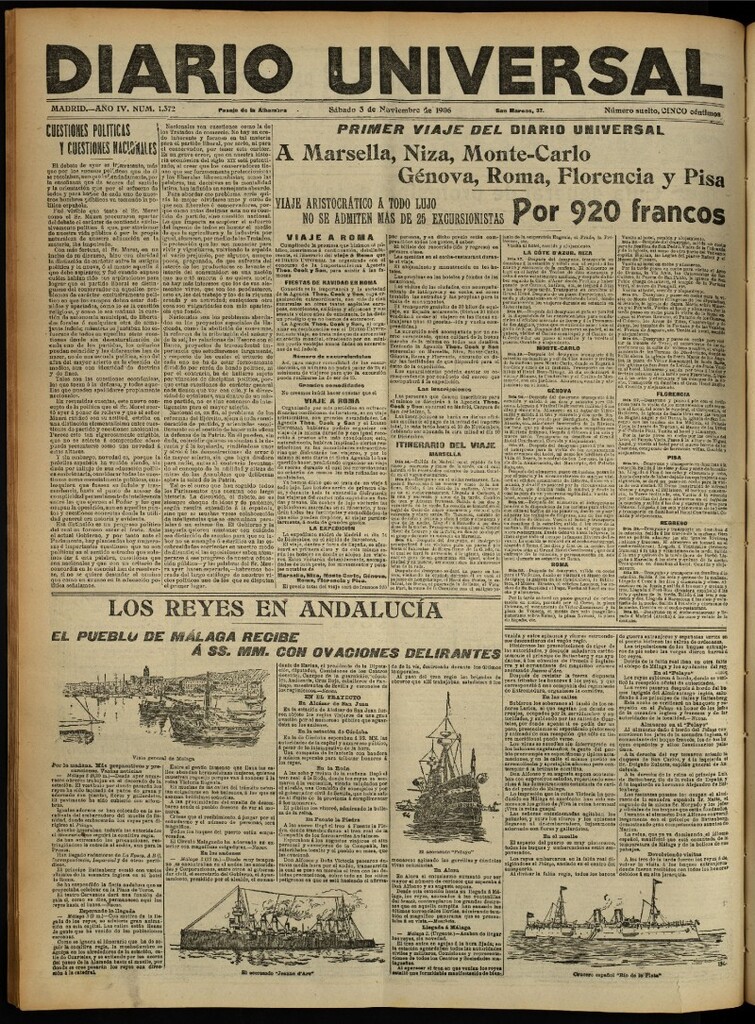 Miniatura de Diario Universal del 3 de noviembre de 1906, edición de noche