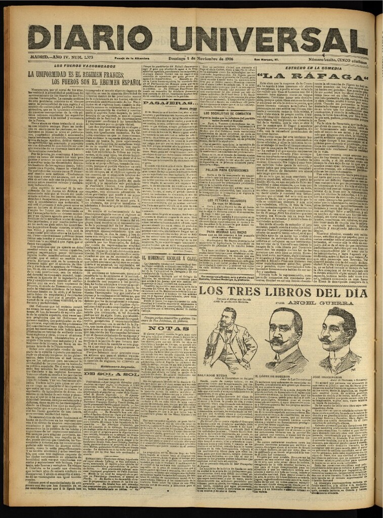 Miniatura de Diario Universal del 4 de noviembre de 1906, edición de noche