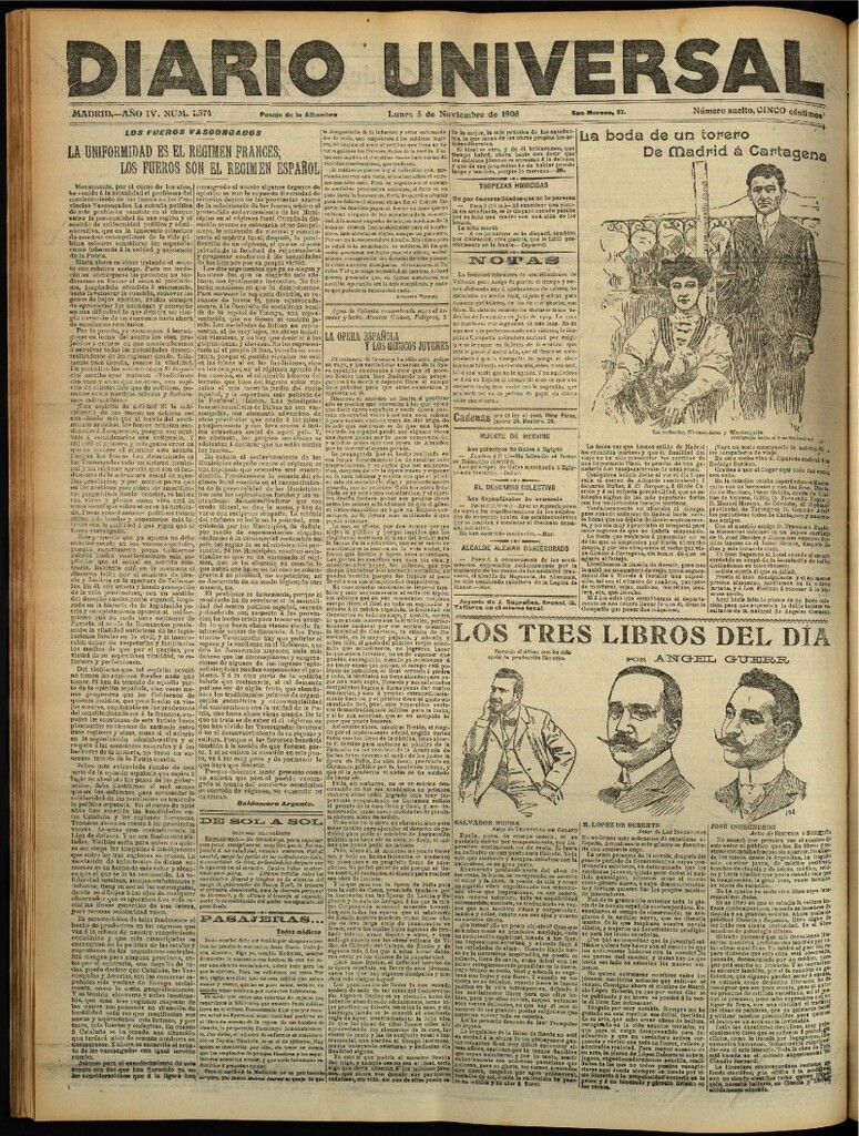 Miniatura de Diario Universal del 5 de noviembre de 1906, edición de tarde