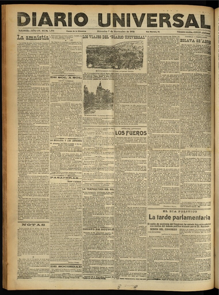 Miniatura de Diario Universal del 7 de noviembre de 1906, edición de noche